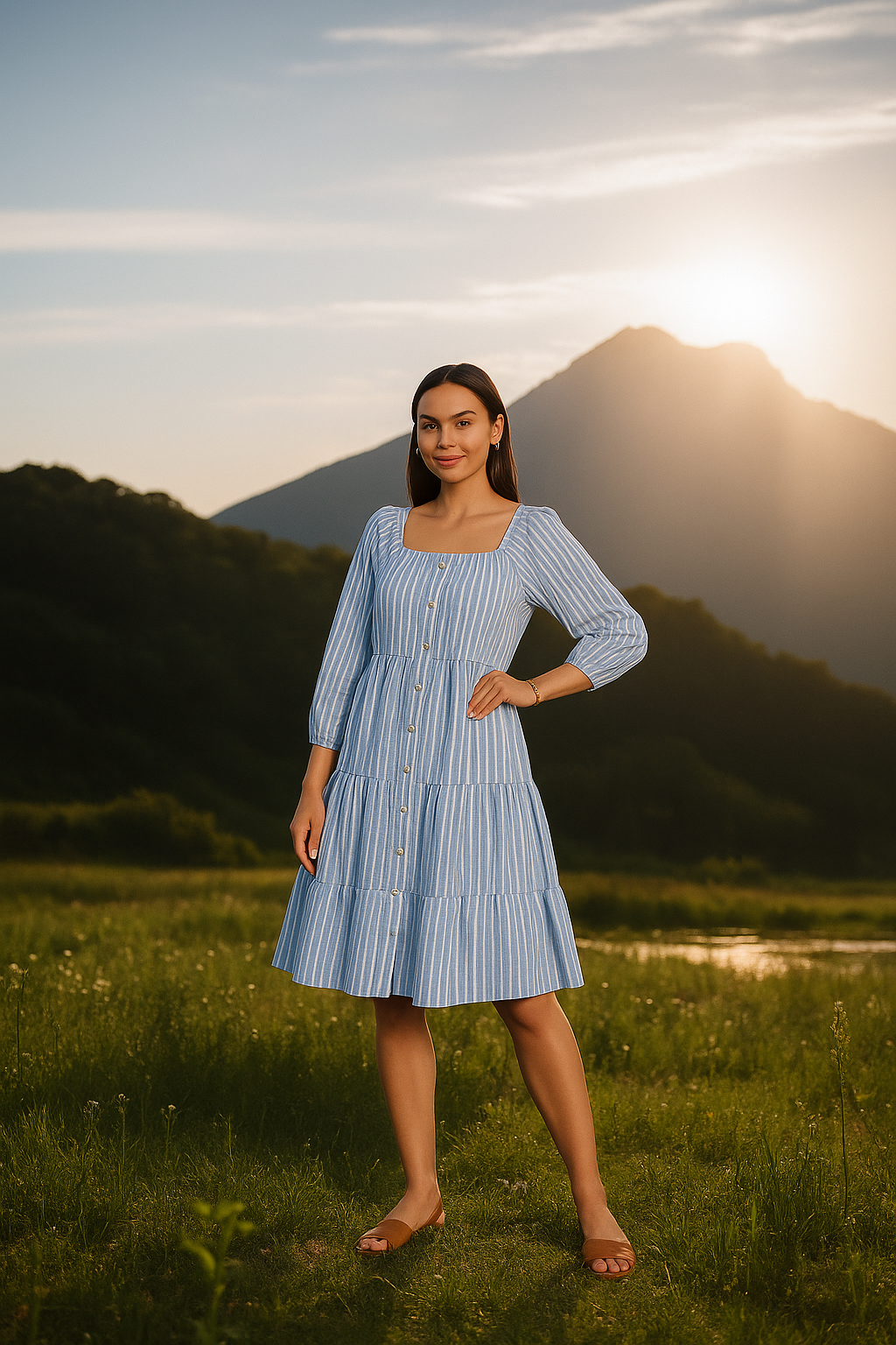 ELODIE DRESS - ART BLUE