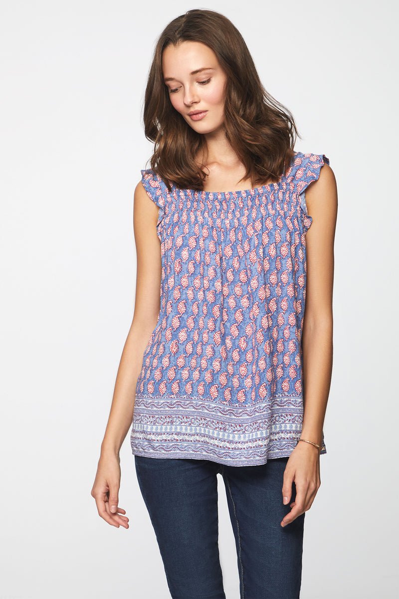 SELAH TOP - BLUE PAISLEY