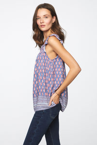 SELAH TOP - BLUE PAISLEY