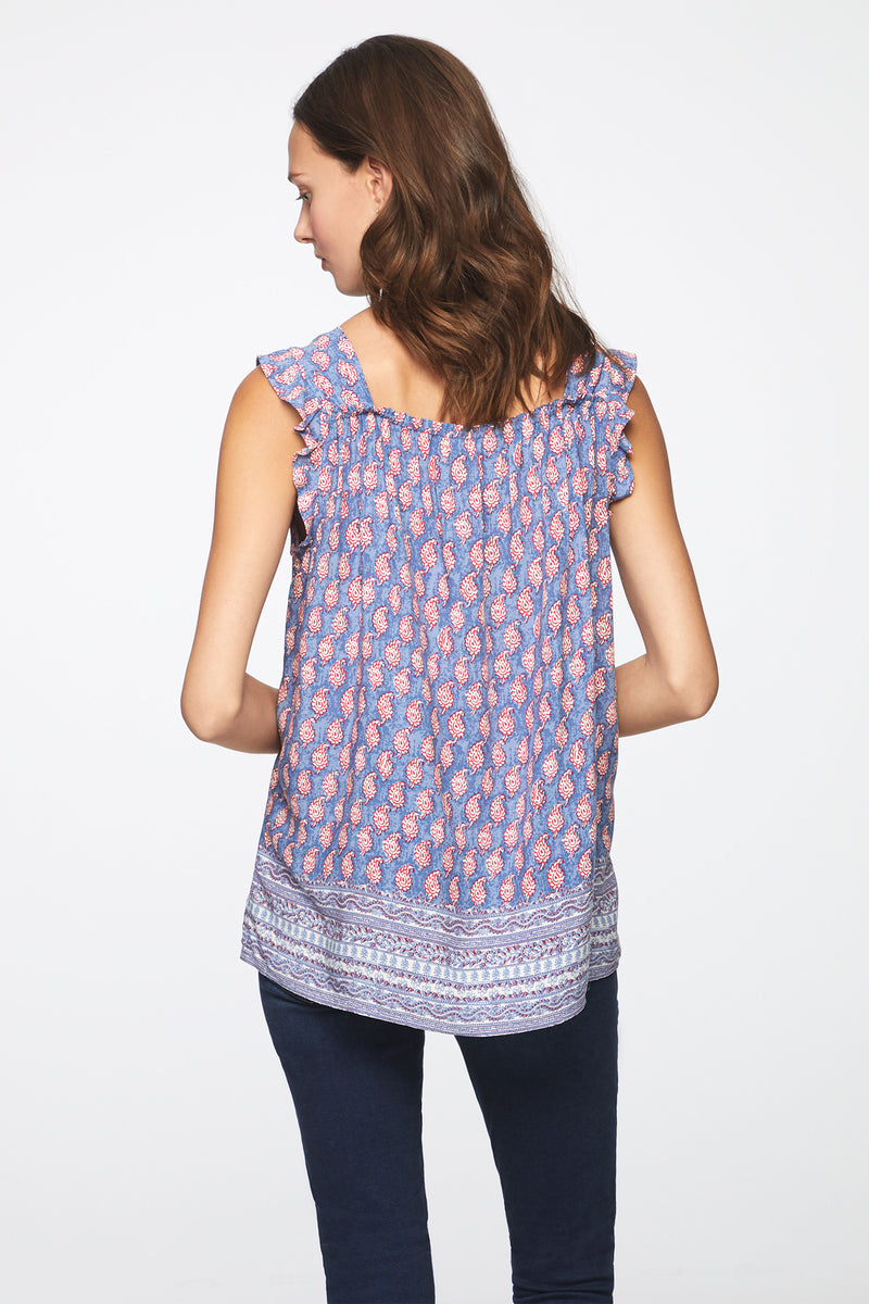 SELAH TOP - BLUE PAISLEY